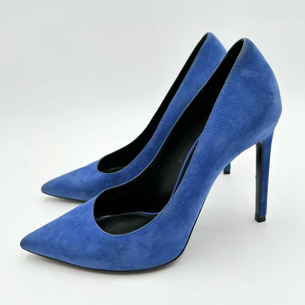 Saint Laurent Paris Pump 105 Blue Suede - Picture 5 of 11